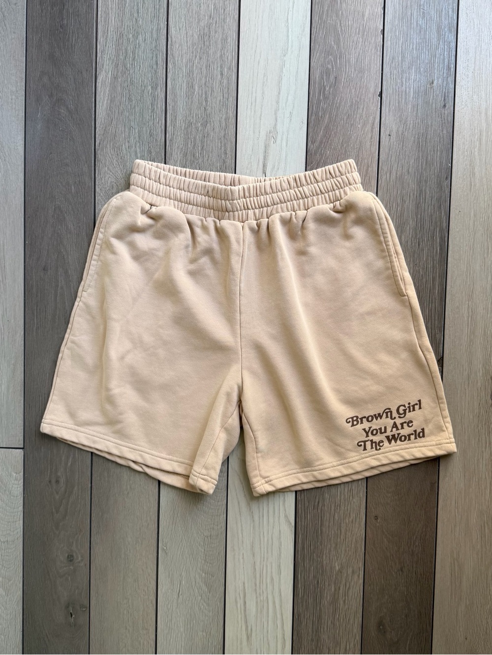 Bella Doña Brown Girl 'You Are The World' Cream Lounge Shorts